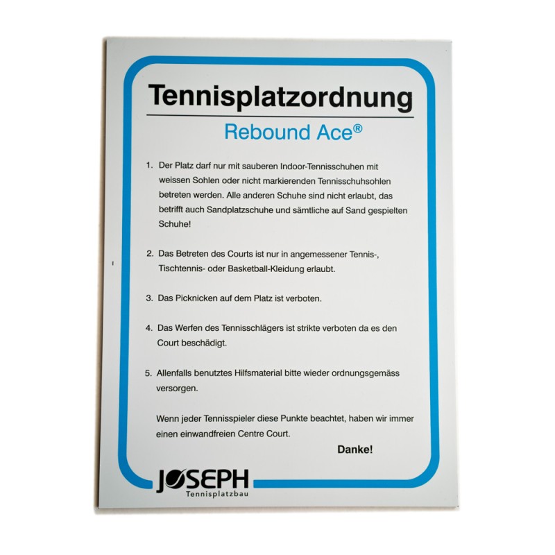 109 Hinweisschild Tennisplatzordnung RBA