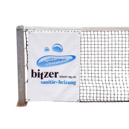 29320 Netzwerbung mit zwei PVC Werbungen mit Ösen für eine Befestigung durch das Tennisnetz