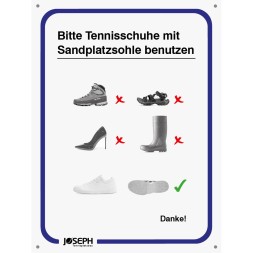 06020 Hinweisschild Tennischuhe Grösse 30 x 40 cm